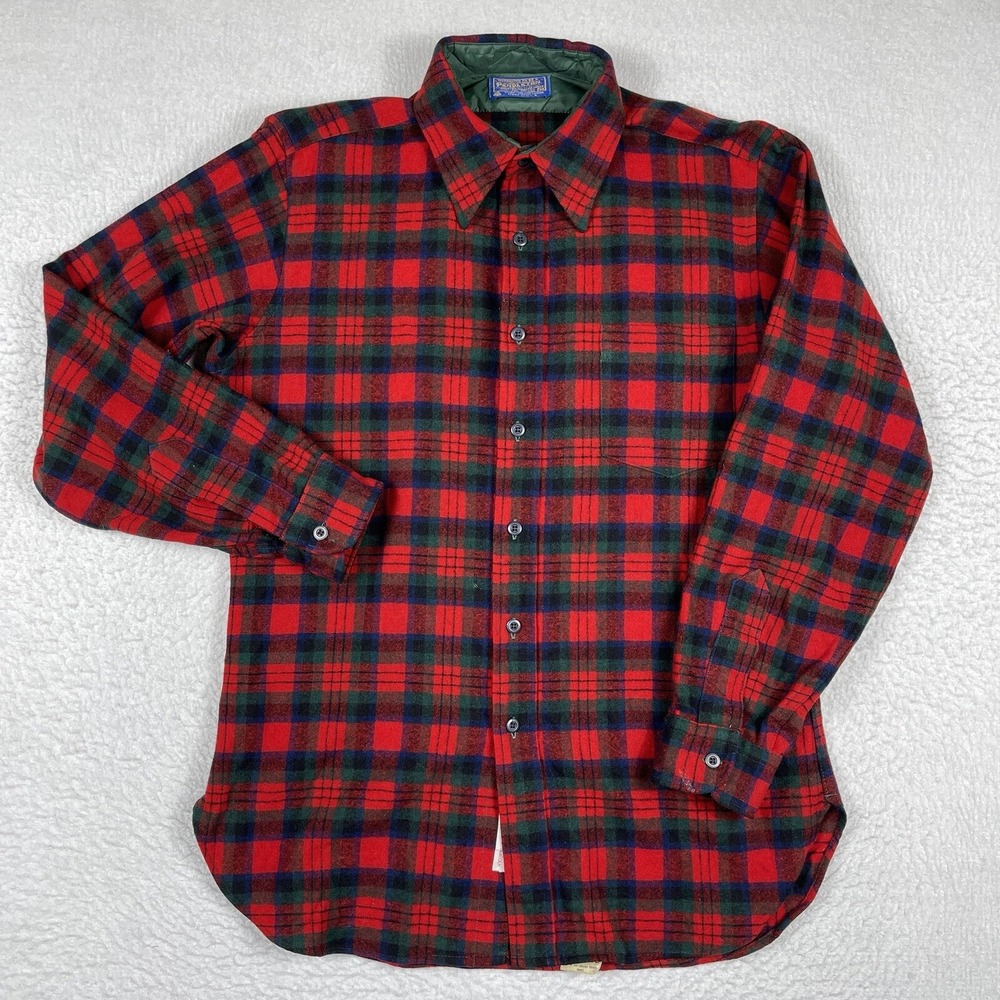 Pendleton Shirt Mens Medium Red Wool MacDuff Tartan Plaid Vintage USA